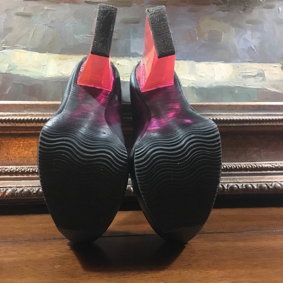 Black faux leather chunk heel sz 7 - Picture 5 of 6